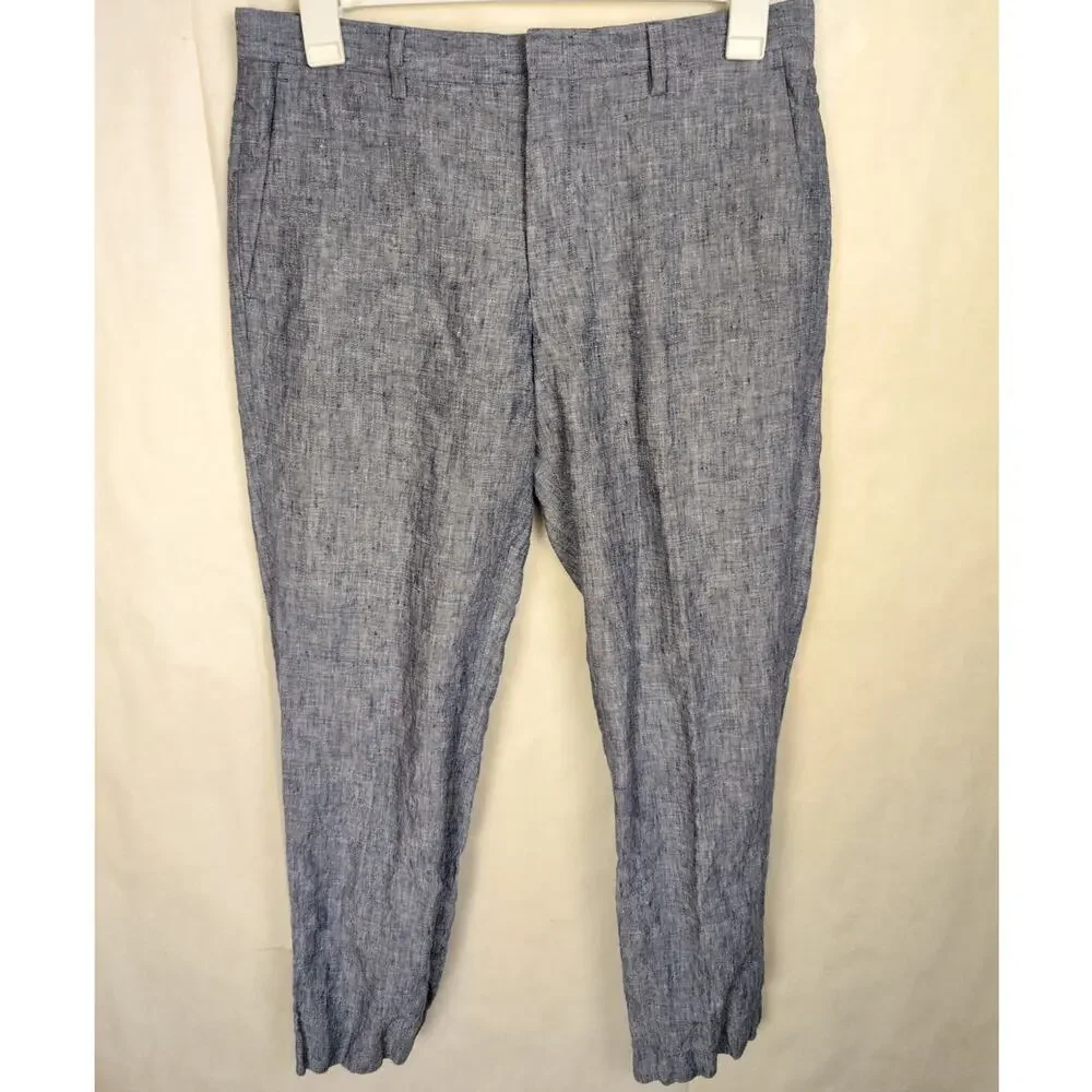 J.Crew blue Thompson Slim fit linen pants Size 32/30 Classic Preppy Coastal